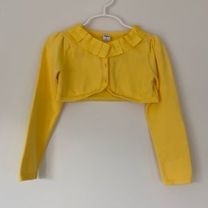 Janie and Jack cropped yellow sweater. Grosgrain detail. EUC